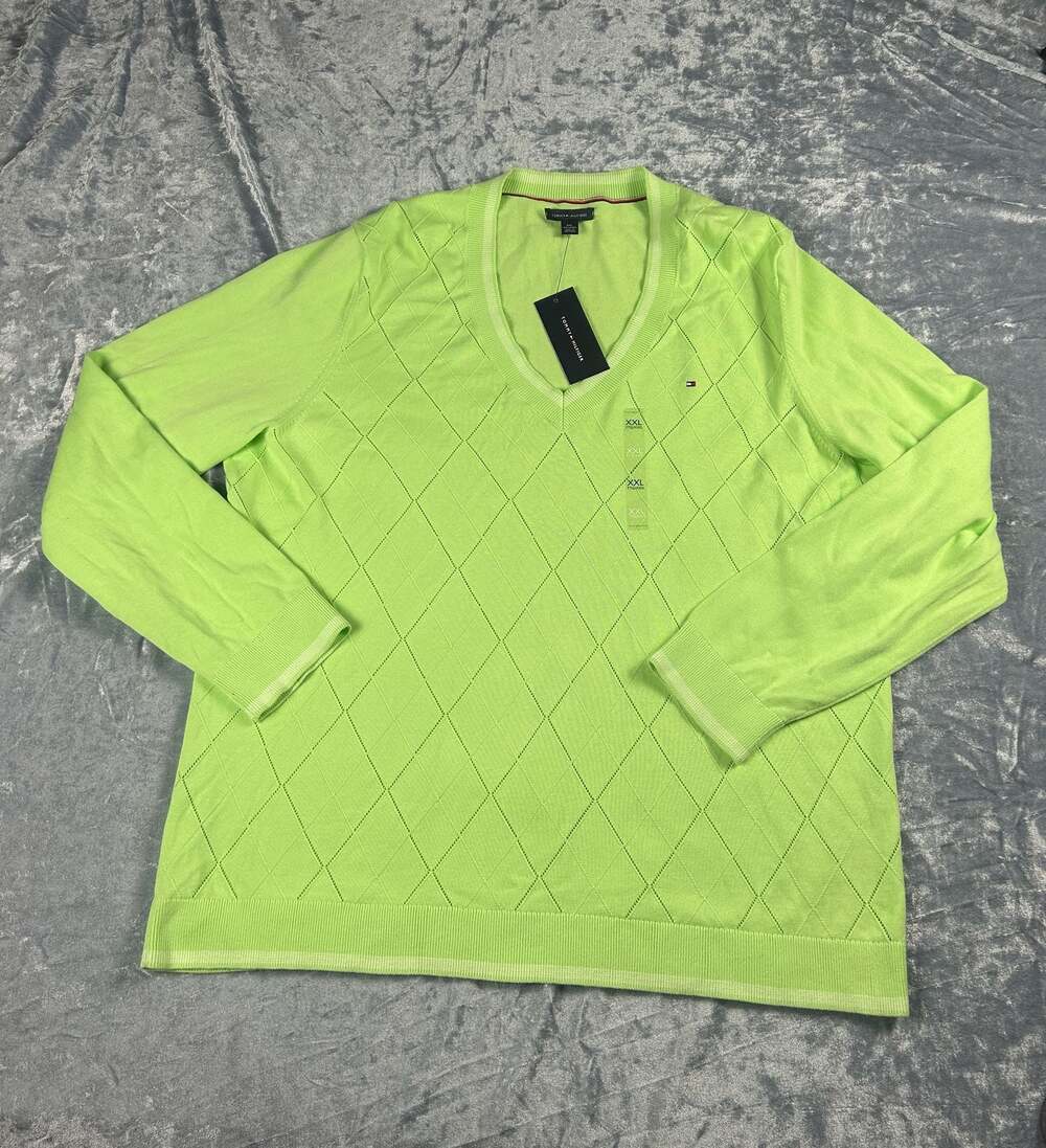 Tommy Hilfiger Green Argyle Knit Sweater –